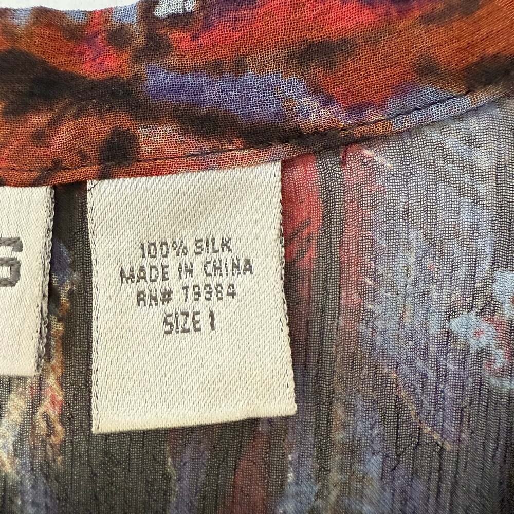 Chico's Women's 100%Silk Plumule Hayden Mermerize Feather Print Top Size 1 - Picture 9 of 13